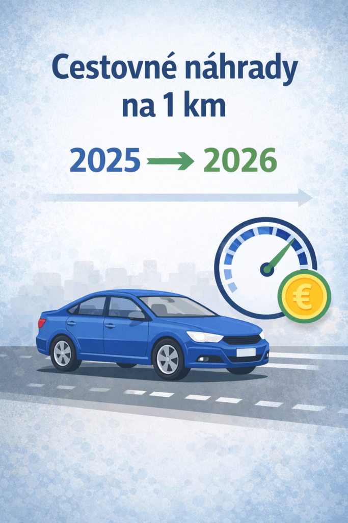 Prehľad cestovných náhrad za 1 km pre osobné automobily v rokoch 2025 a 2026