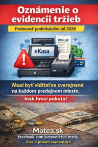 Oznámenie o evidencii tržieb – povinnosť zverejnenia informácie o evidovaní tržieb v systéme eKasa od roku 2026