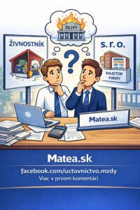Karikatúra porovnávajúca ručenie živnostníka a s. r. o., keď je podnikateľ zároveň spoločníkom aj konateľom