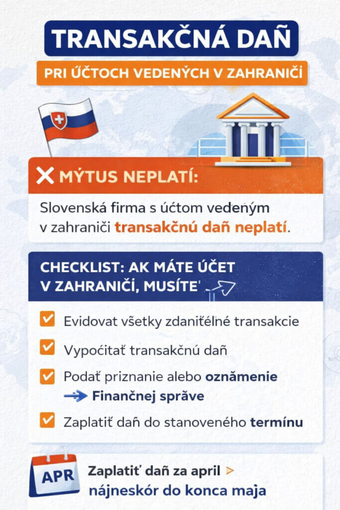 Transakčná daň pri účtoch v zahraničí – povinnosti slovenskej firmy